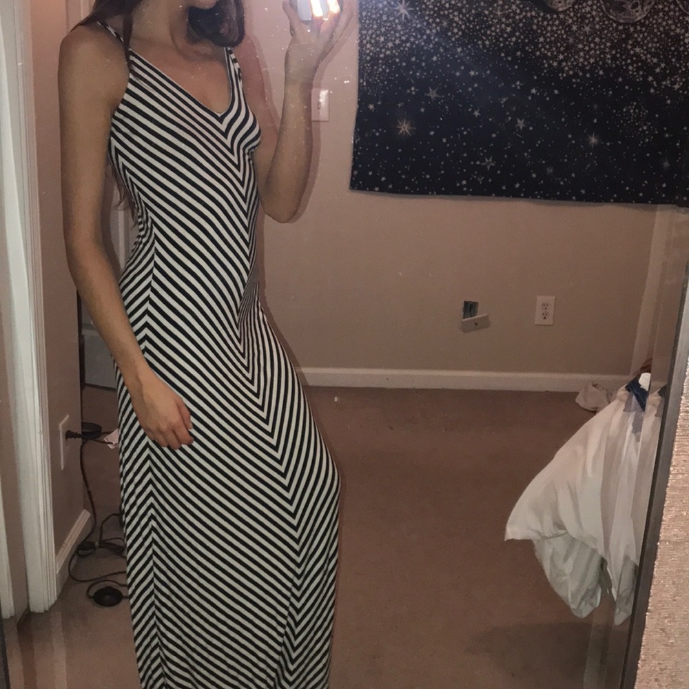 PIN STRIPED MAXI DRESS